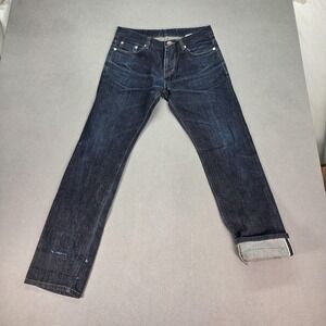 Selvedge Jeans Mens Blue Slim Straight Dark Denim Fits 31x31